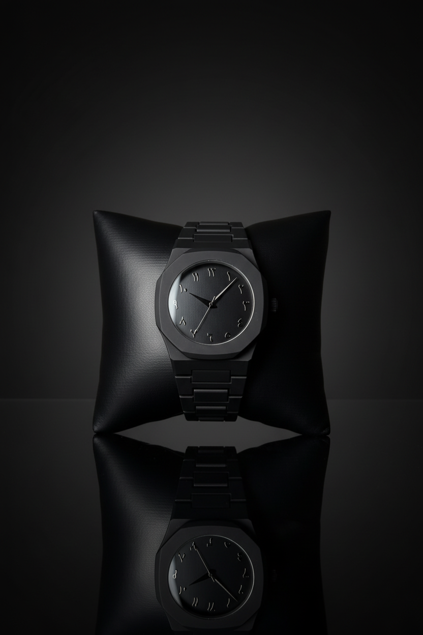 Montre sur coussin fond sombre