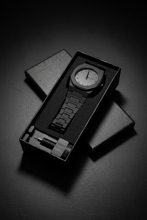 montre chiffre arabe avec sa boite et son outils pour ajuster la taille